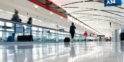 Airport skyway floor cleaned and protected with 3M floor care products