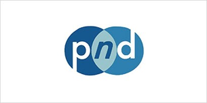 A logo with blue circles
