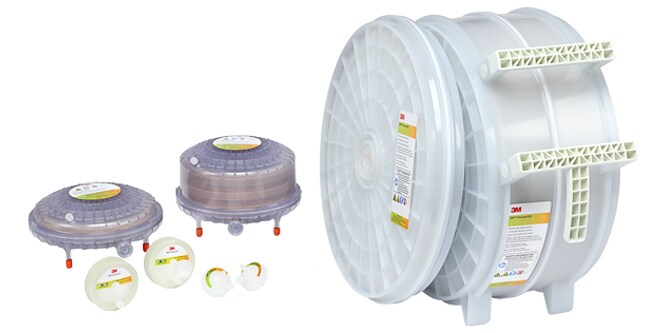 Photo of production scale chromatographic clarifier products
