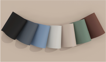 Bold color architectural design films on a neutral background
