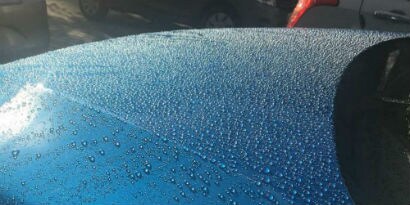 A close up of a blue surface
