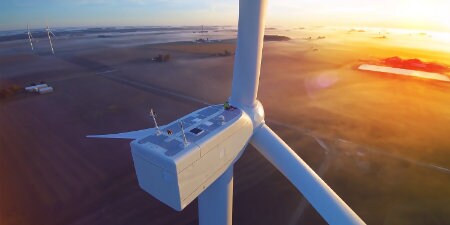 aerial view of wind turbine
