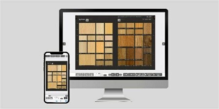 A computer and smart phone displaying a digital interactive sample book.
