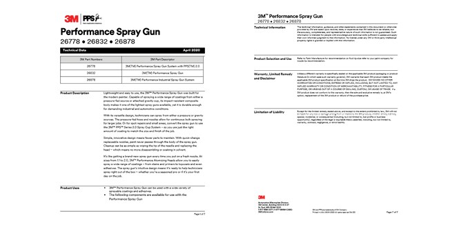 Link to the 3M Performance Spray Gun technical data sheet.
