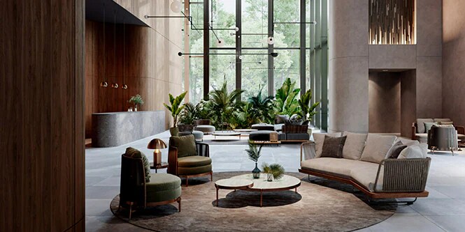 An office reception using 3M™ DI-NOC™ Architectural Finishes
