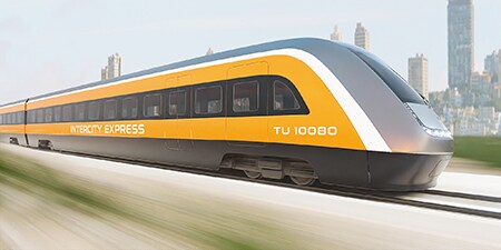 Passenger rail car with graphic film
