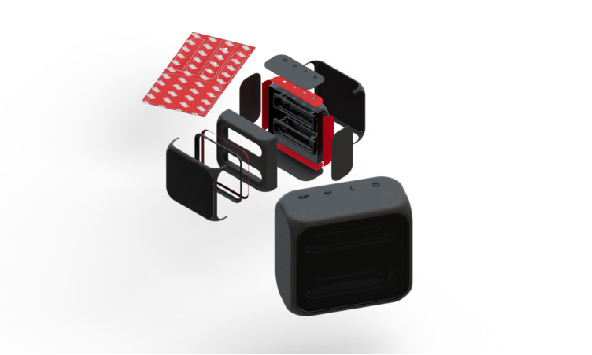 Speaker assembled with custom tape shapes
