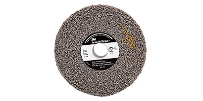 A finishing wheel with a label
