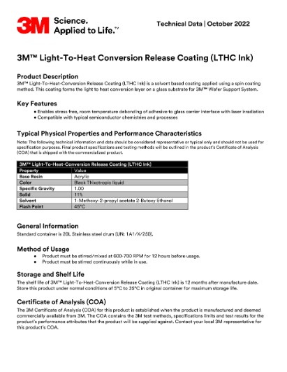  3M™ Light-To-Heat Conversion Release Coating (LTHC) Ink
