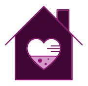 experiments at home: heart inside house icon