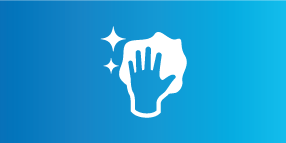 A hand and a handprint on a blue background
