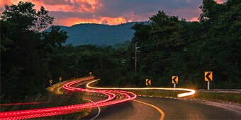 A highway at nighttime.
