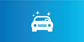 A white car with stars on a blue background
