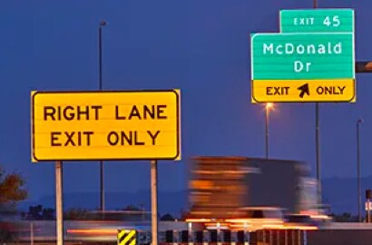 Road sign on an highway.