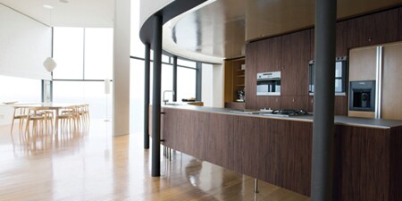 Interior of a Break Room Redesigned with a Wood DINOC Finish

