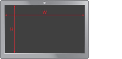 Measure the height and width of the raised bezel screen's viewable area, within the bezel.
