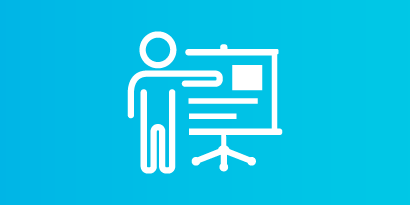 A white outline of a person pointing at a white board
