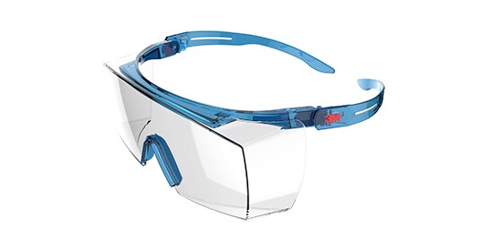 Blue frame with clear lens tint for SF3700 3M safety glasses for glass wearers
