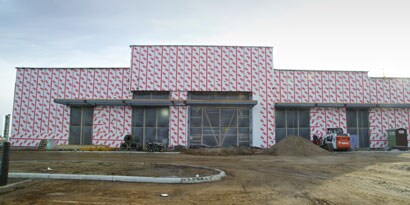 Image of a Non Vapor permeable Air barrier on the exterior of a building
