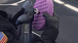 Foam finishing pad being attached to polisher