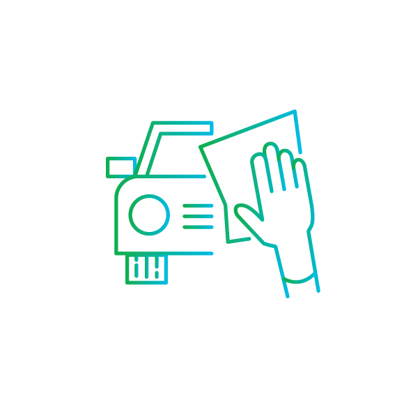 icon of hand wiping down front of car