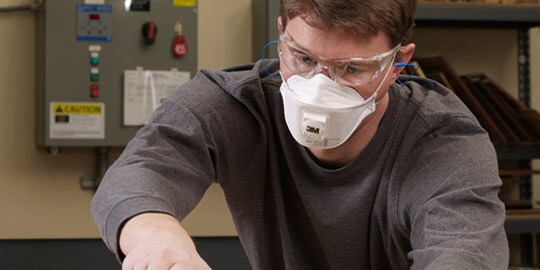 3M Respirator in wood shop
