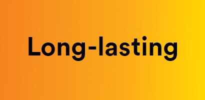 Lasts up to 7 days copy on a purple gradient.
