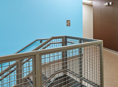 Hallway staircase with 3m opaque film
