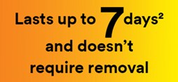 Lasts up to 7 days and doesn’t require removal