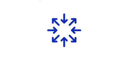 Icon of arrows pointing both in and out of a circle representing compatibility with other materials
