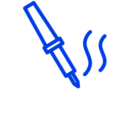 Blue lineart icon representing soldering device