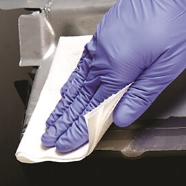 vehicle seam being cleaned