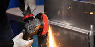 weld removal with 3M electric right-angle grinder and abrasives
