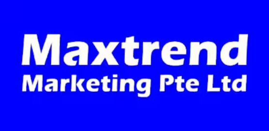 Maxtrend Marketing Pte Ltd text logo in blue background with white text
