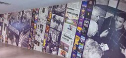 A wall inside US Bank Stadium that uses 3M films to display branded Vikings images.