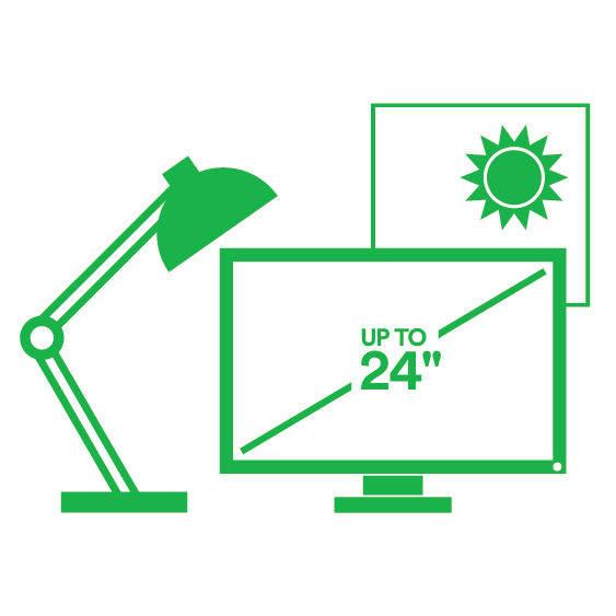 custom-size anti-glare filters on screens up to a 24