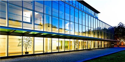 beautiful exterior of a school facility protected with 3M window films
