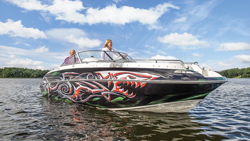 boat with a dragon design on it
