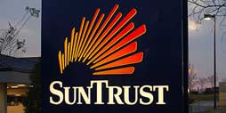 illuminated exterior sign for SunTrust to promote brand awareness at night.