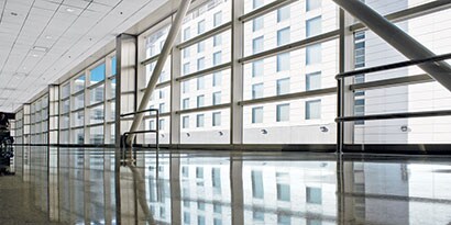 airport skyway floor cleaned by 3M floor care products
