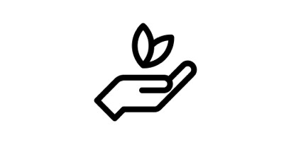 Line drawing of hand holding two leaves
