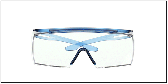 360 spin of SecureFit 370 OTG Series safety eyewear in blue frame with clear lens
