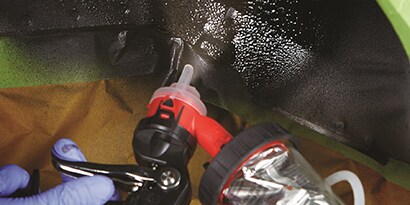 restoring undercoating with accuspray gun and pressure cup
