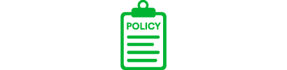Icon of clipboard with the word “policy”