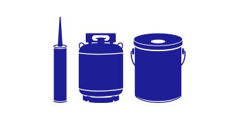 Illustration of tube, cylinder and bulk liquid adhesive formats
