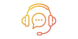 graphic of headset with chat bubble

