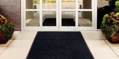 anti slip floor mat at building front door entrance
