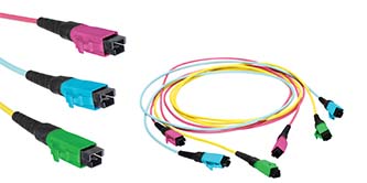 close-up of two black 3M mini SAS cable connectors
