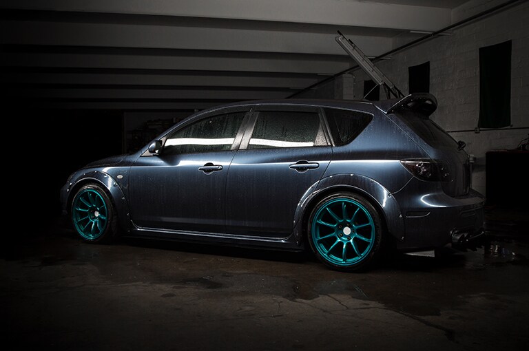 car parked in a garage
