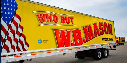 w.b. mason fleet vehicle wrapped in quality graphic film to promote brand visibility

